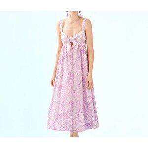 Lilly Pulitzer Sabrinah Purple White Embroidered Maxi Dress Sz 12